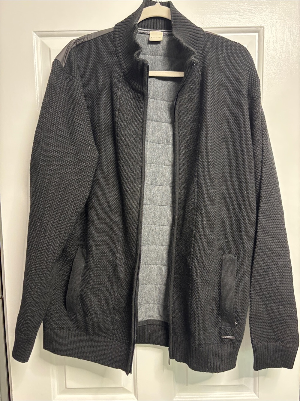 Bugatti Men’s 2XL Black Hybrid Sweater Jacket Quilted Full Zip XXL